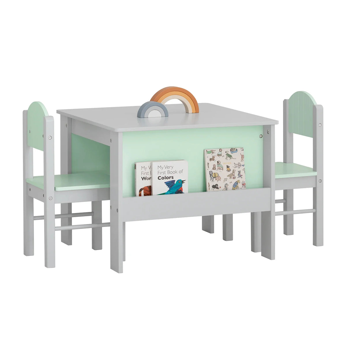Table et chaises enfant avec rangement gris Lilla Kids