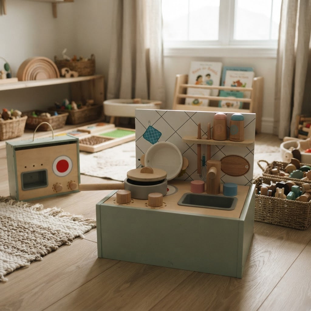 Cuisine Montessori en Bois avec Accessoires